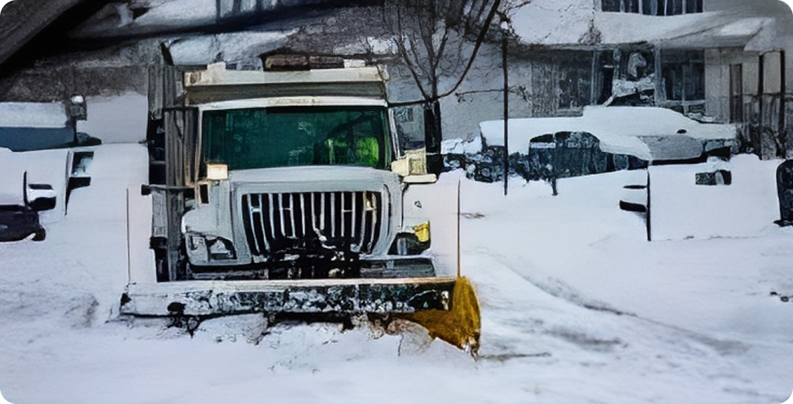 Snowplow on a residential road