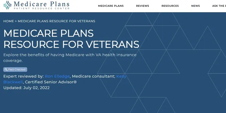 Medicare plans resource for veterans page