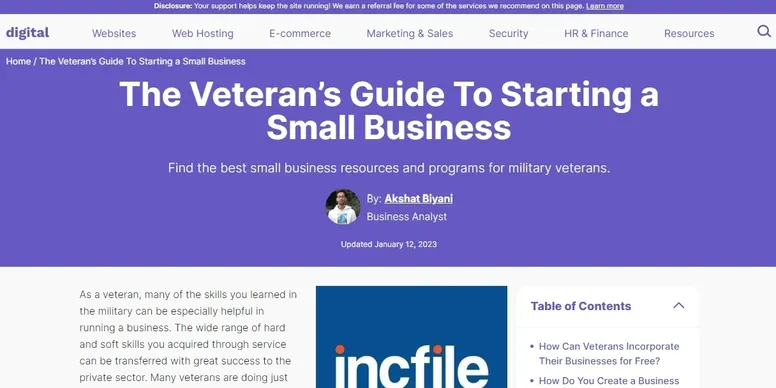 Small business resources for veterans